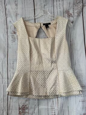 White House Black Market Ivory Textured Peplum Top